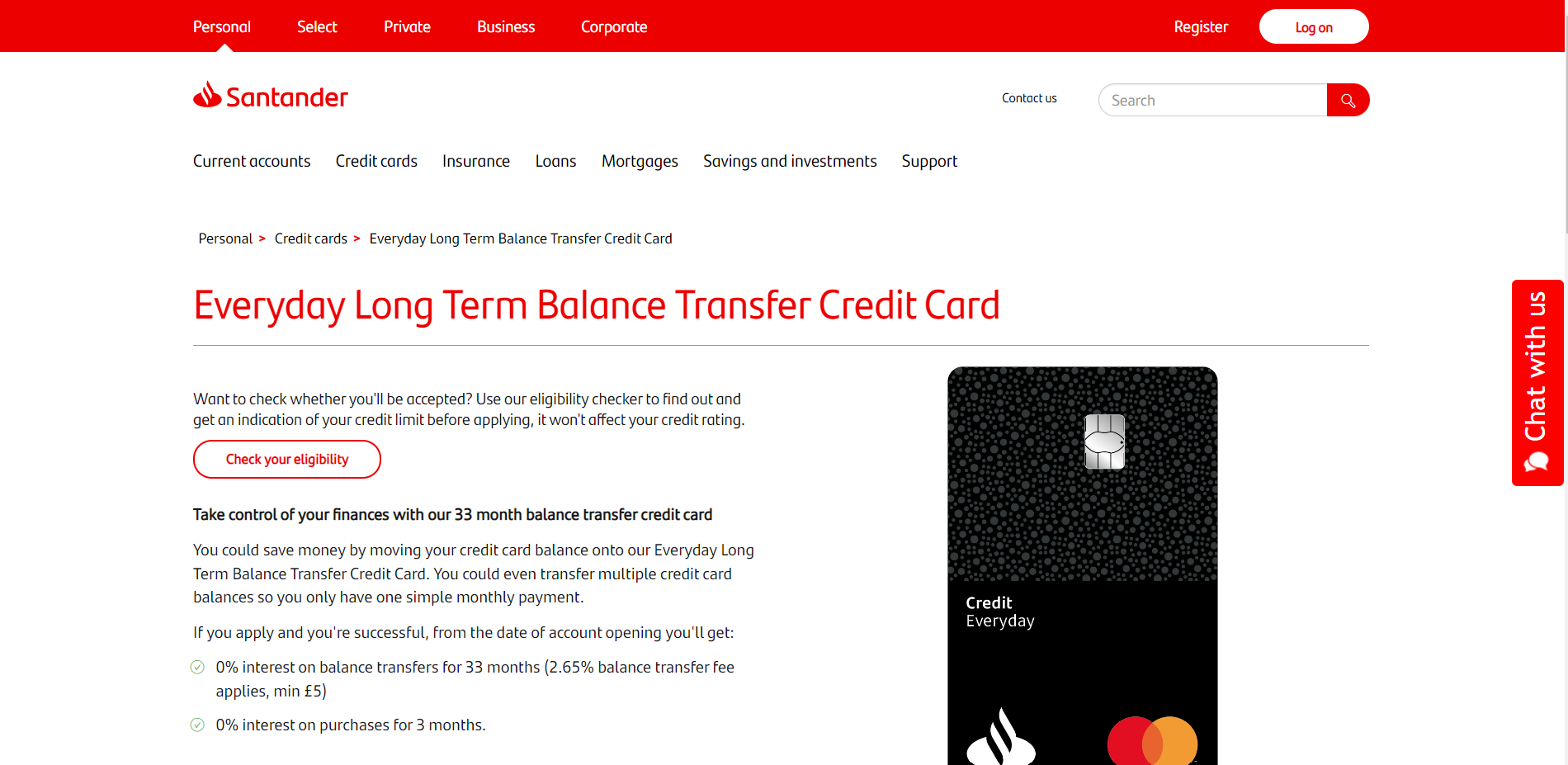 Santander Everyday Long-Term Balance Transfer Credit Card